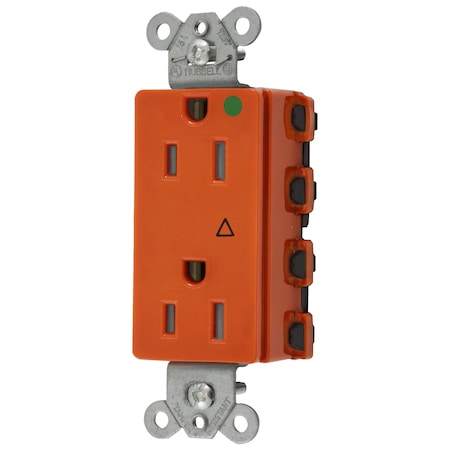 Hubbell Wiring Device-Kellems Duplex Straight Blade Receptacle, 5-15R, 15 A, 125V AC, 2 Pole, 3 Wire, Isolated Ground SNAP2172IGL